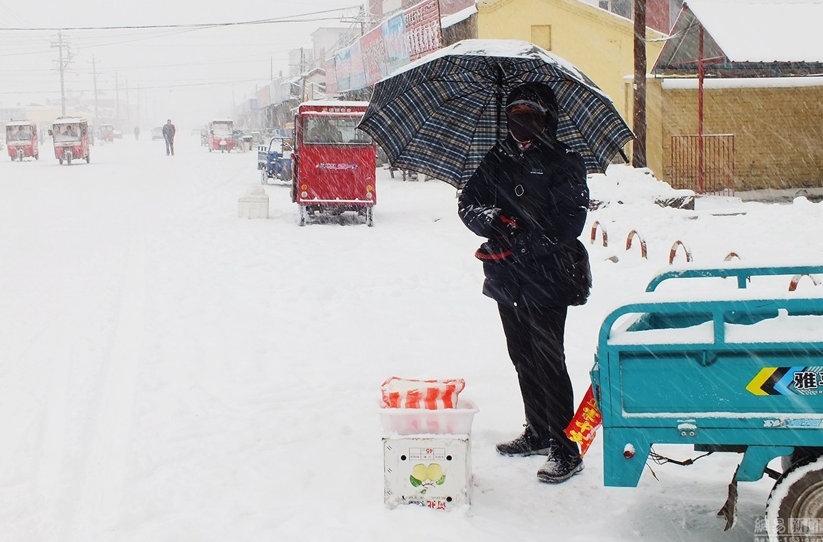 内蒙古四月遭遇暴雪 积雪深度达30厘米
